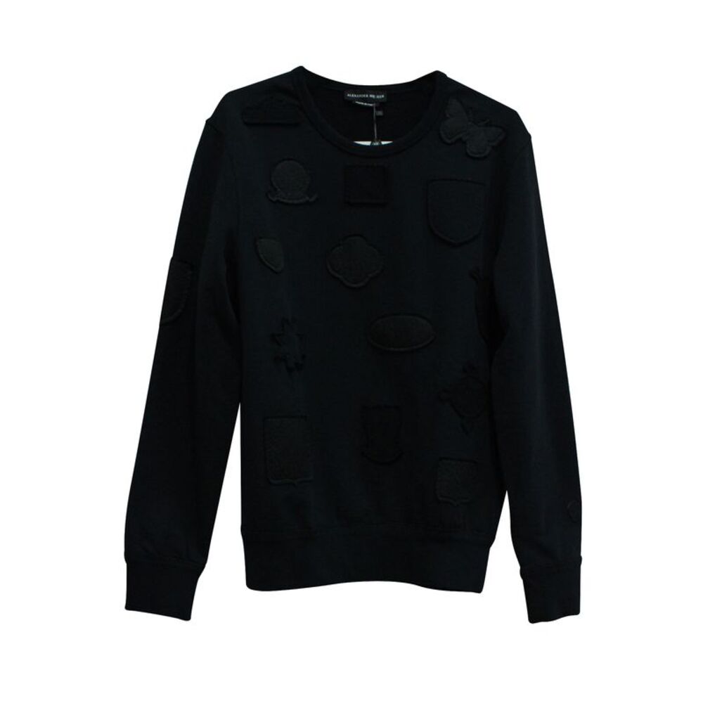 Alexander McQueen Crewneck Badges Pullover in Black Cotton